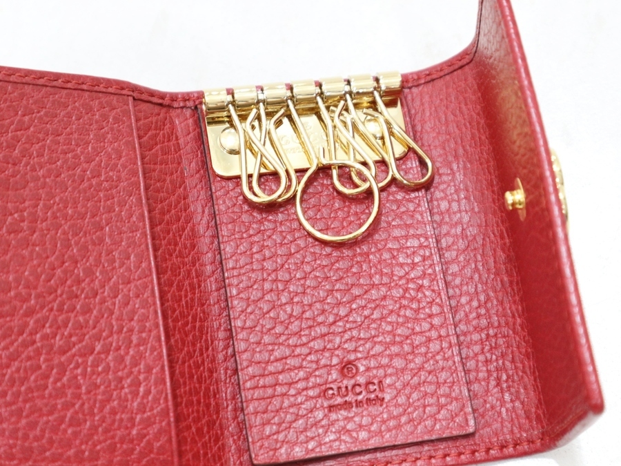 GUCCI プチマーモント レザーキーケース レッド グッチ