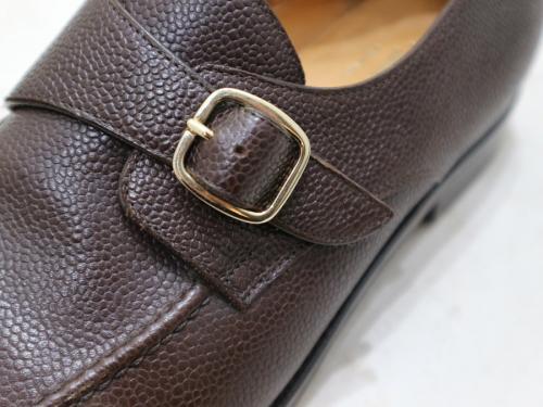 モンクストラップシューズのグレインレザー