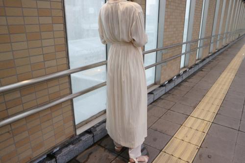 ジャガードギャザーワンピースのレディース