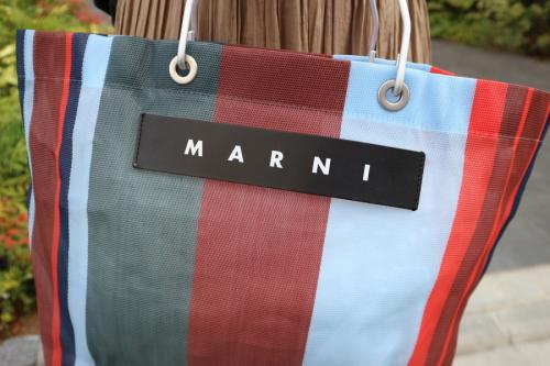 フラワーカフェストライプトートバッグのレディース