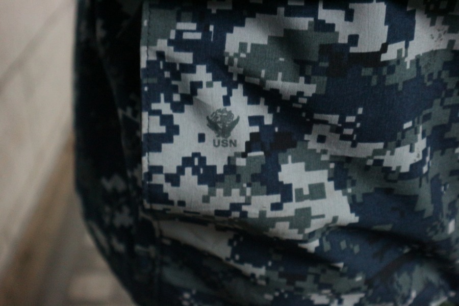 US.NAVY ボトム/33/コットン/NVY/カモフラ 個人装備