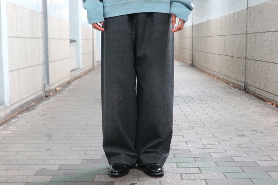 SUNSEA サンシー 19AW 19A43 N.M BRUSHED M2 PANTS ウール スラックス チャコール ブラック 2【新古品】【未使用】