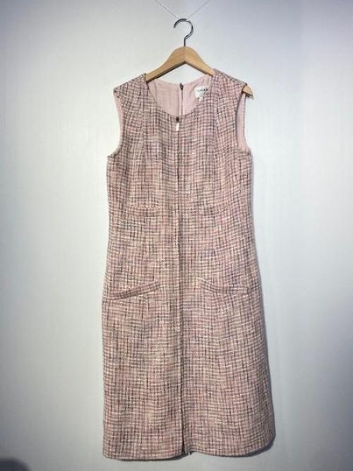 ココマーク金ンボタンノースリーブワンピース・ノースリーブツイードワンピースのCHANELココマーク CHANELワンピース CHANELココマークワンピース