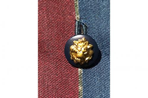 ヴィンテージライオンボタンゴールドストライプシャツのVNTG+OLD