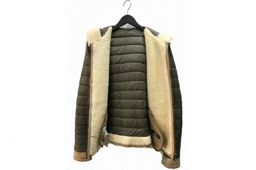 ナイロン切替ムトンフーデットジャケットのメンズ　ムートンジャケット　ナイロンジャケット