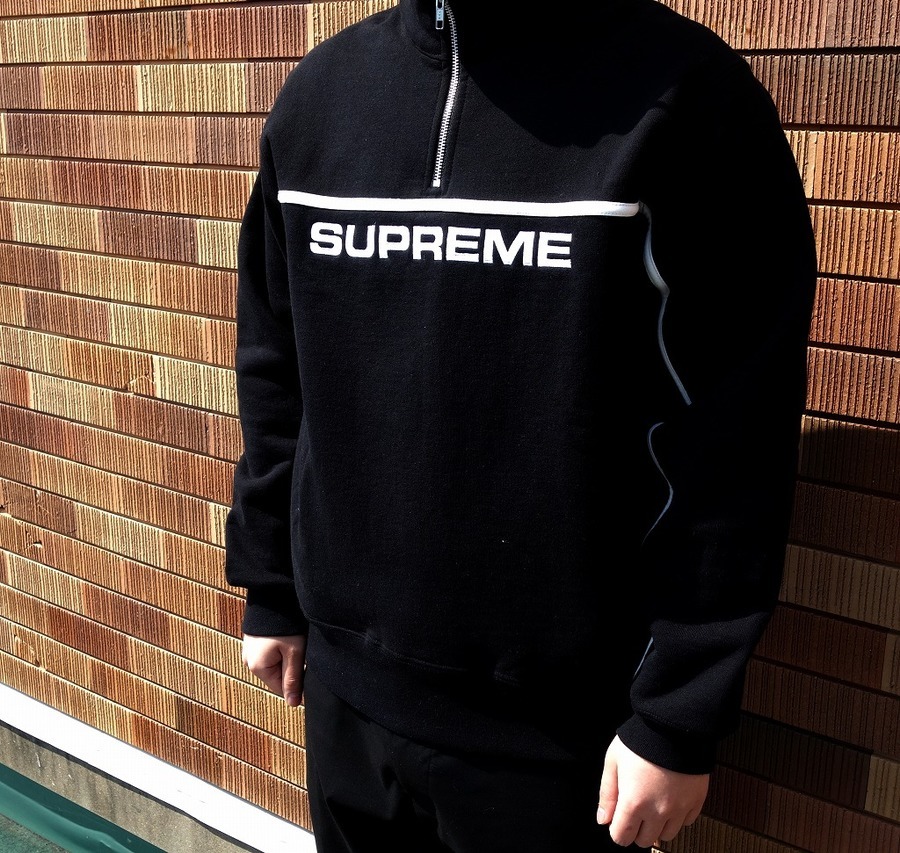 supreme 17aw ハーフジップスウェット　ロゴ　黒