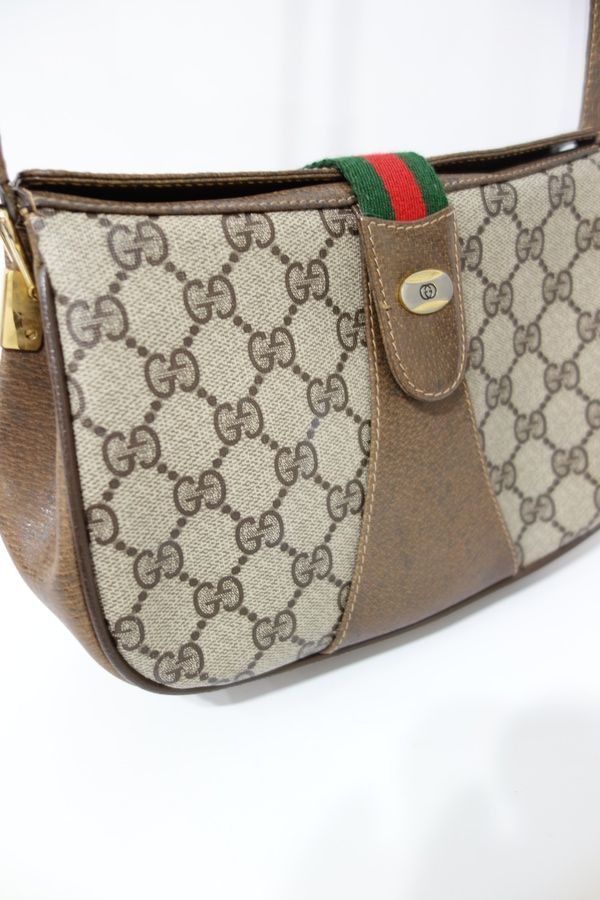 おやぎあ1216.美品オールドGUCCIシェリーフラップ ショルダーバッグ GUCCI GGシェリーラインロゴフラップショルダー(ヴィンテージバッグ