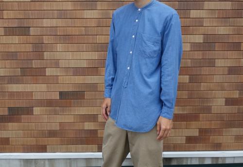 comoli ベタシャンバンドカラーシャツ 長袖 ブルー size 3 コモリ COMOLI(コモリ)ベタシャンバンドカラーシャツ入荷[2020.06.17発行