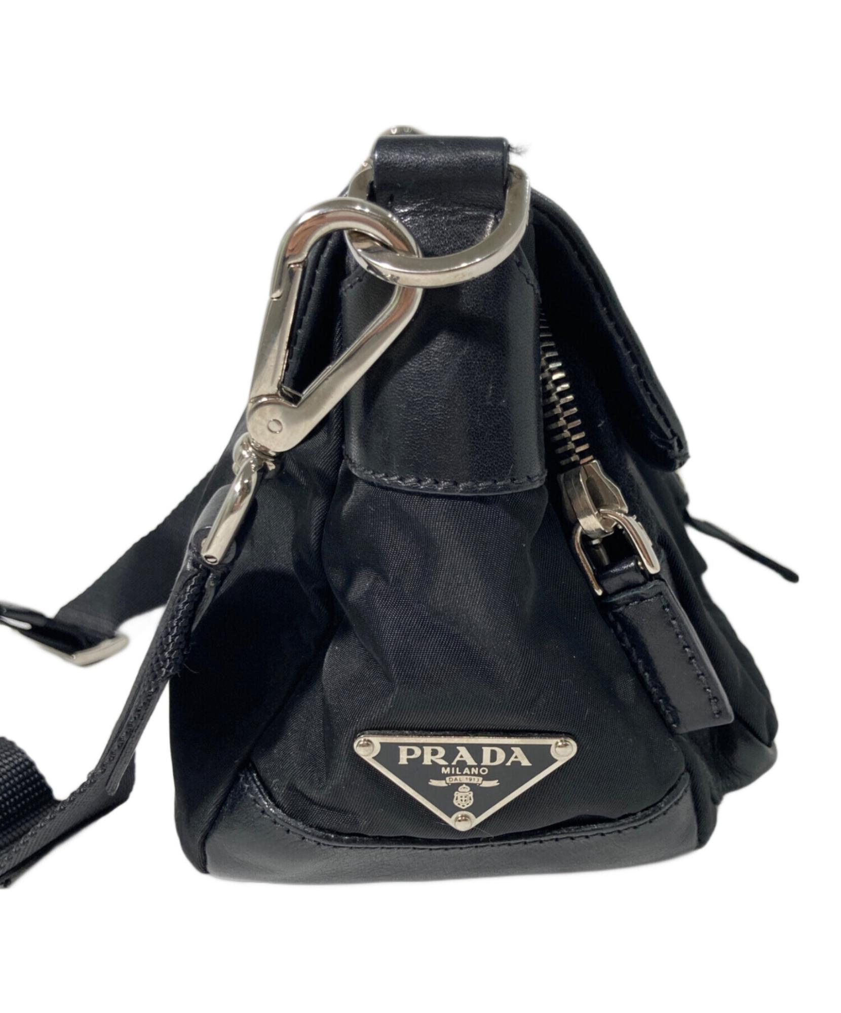 PRADA プラダ ナイロン×レザー切替 ワンショルダーバッグ 黒 PRADA / プラダ】レザー切替ワンショルダーバッグ | 都会的な日常を