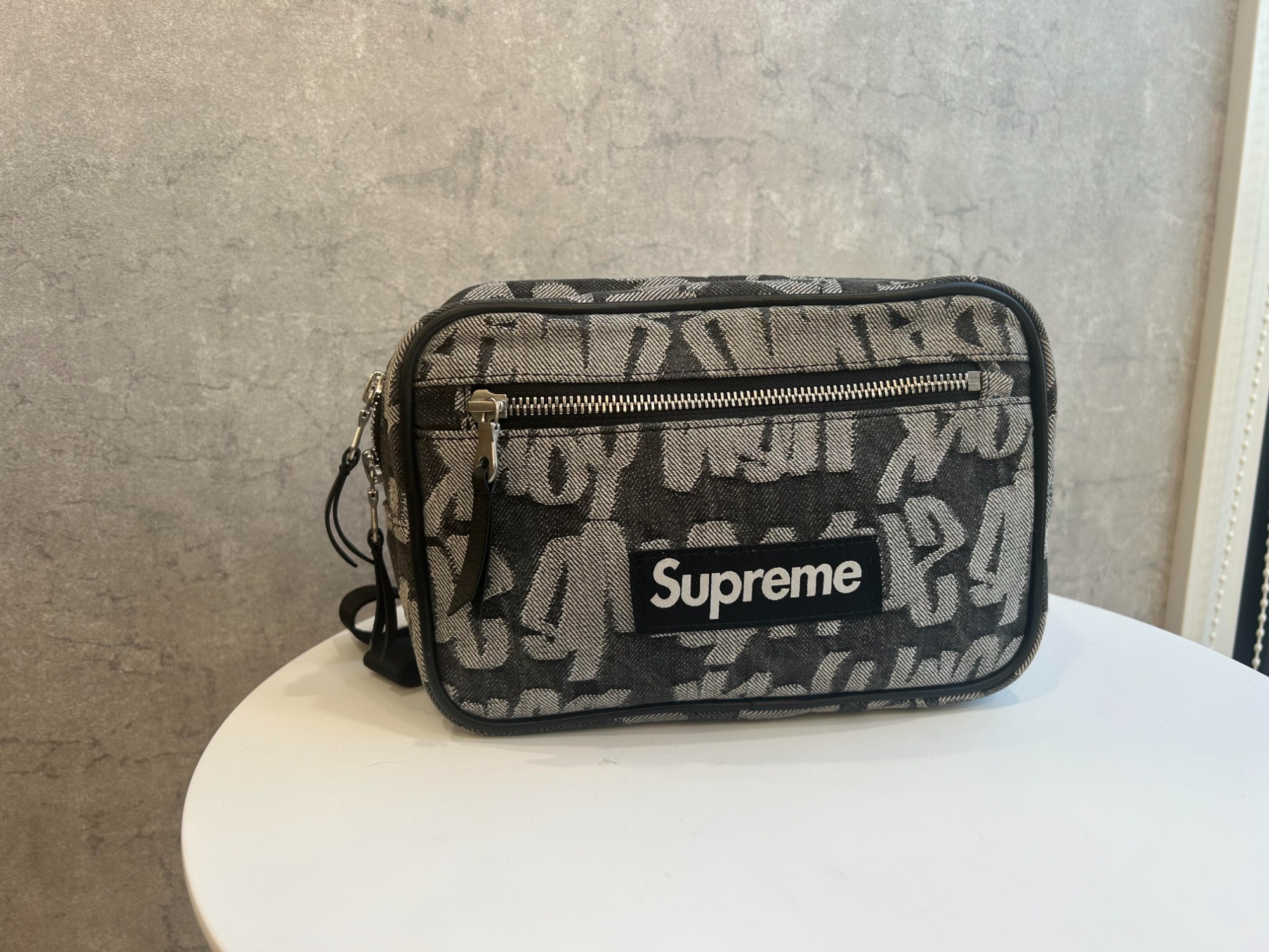 Supreme Fat Tip Jacquard Denim Waist Bag Black