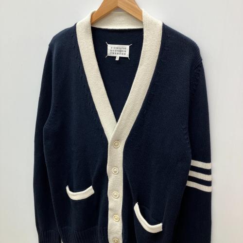 未使用に近い 18AW⭐️メゾンマルジェラ ジャギーニットカーディガン ブルー 未使用に近い 18AW⭐️メゾンマルジェラ ジャギーニット