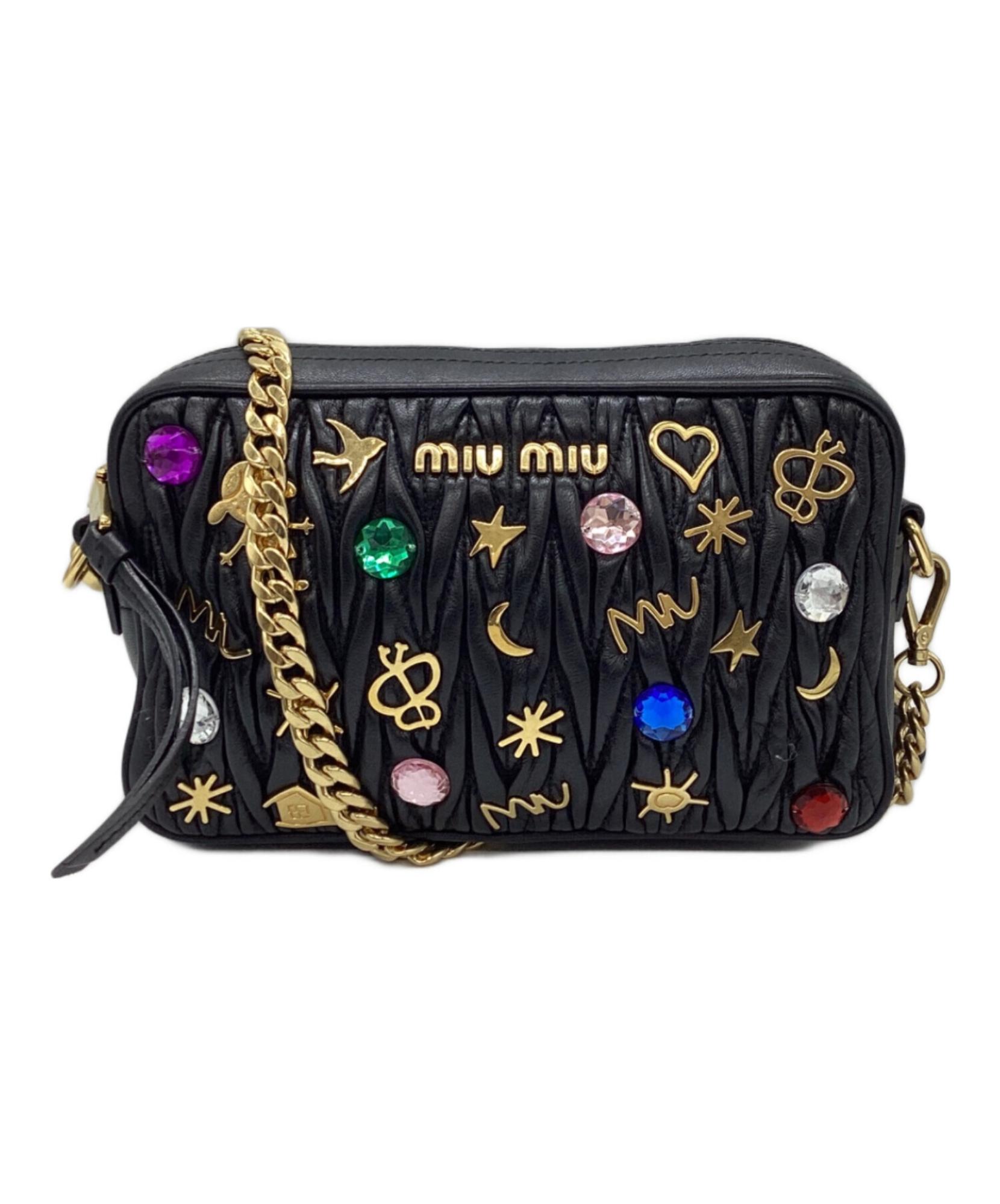 マテラッセビジューバッグ❁⃘*.ﾟ MIU MIU / ミュウミュウ】マテラッセレザー ビジューチェーン