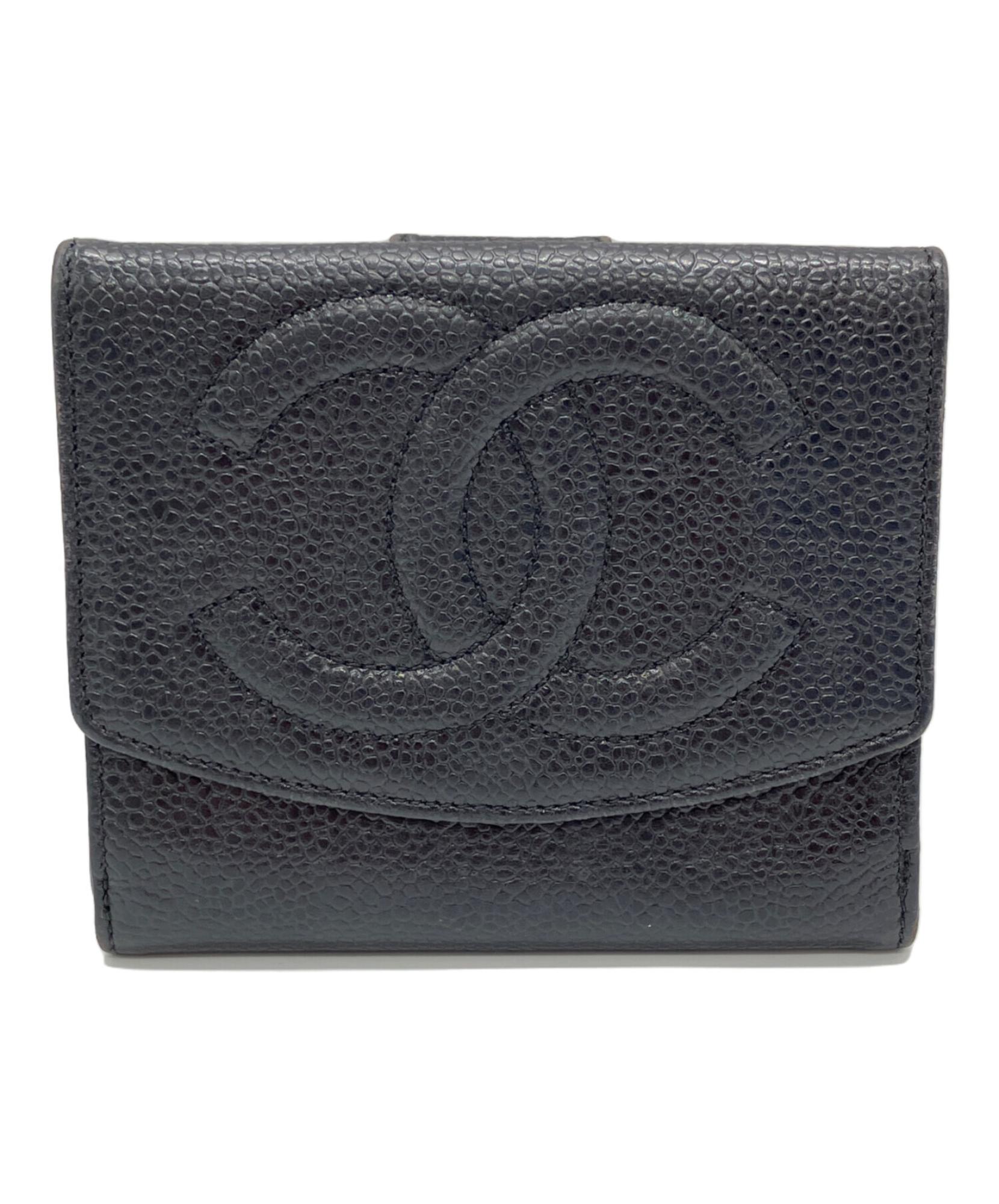 CHANEL / シャネル】ココマークWホック財布 キャビアスキン 3つ折り