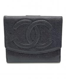 【CHANEL / シャネル】ココマークWホック財布 キャビアスキン 3つ折り財布 | 毎日の仕草を美しく魅せる洗練されたコンパクトな佇まい