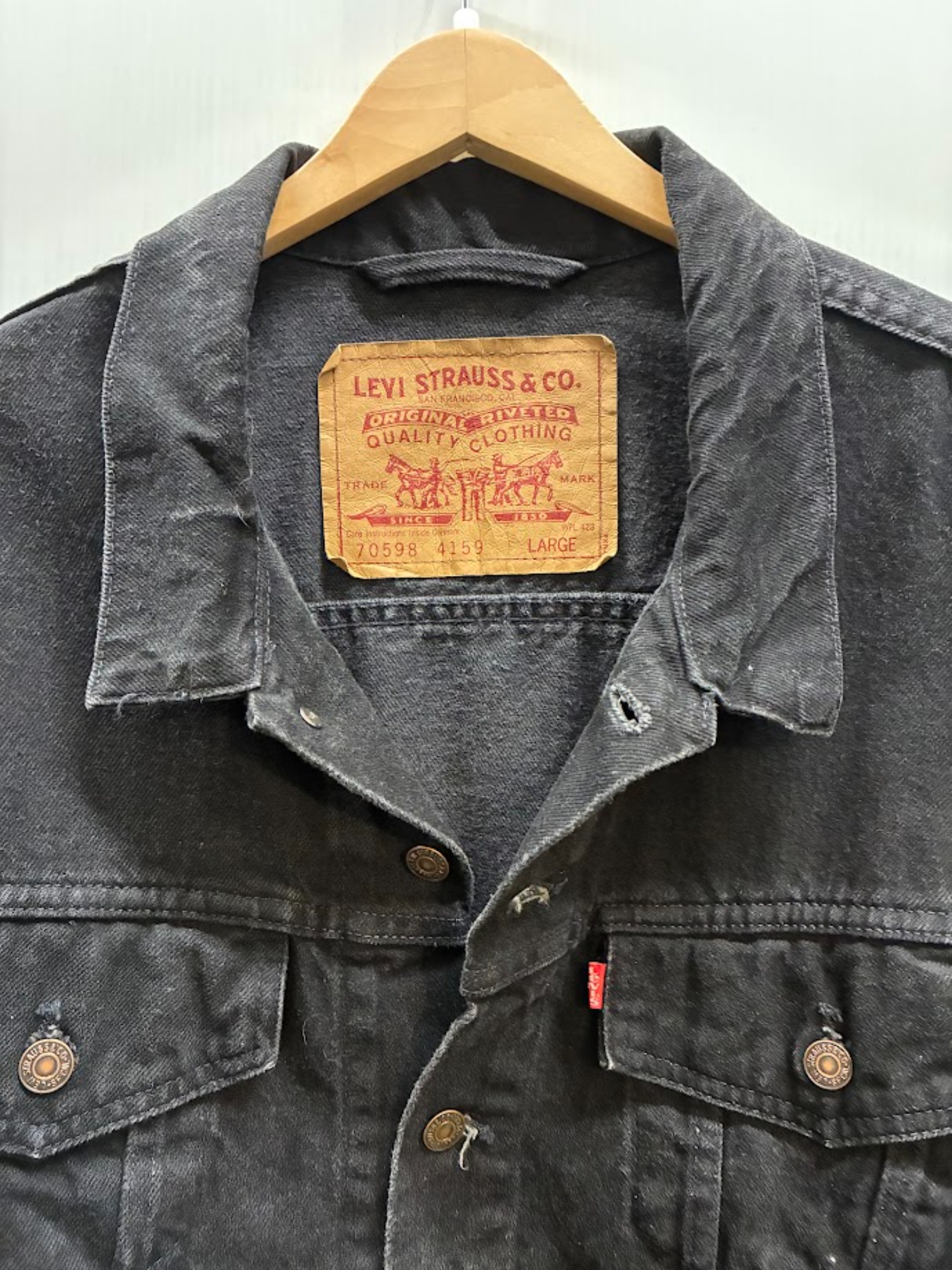古着 90s リーバイス 70598 ブラック デニムジャケット デカパッチ ③ 90's Levi's 70598 ブラック デニムジャケット デカパッチ 表記