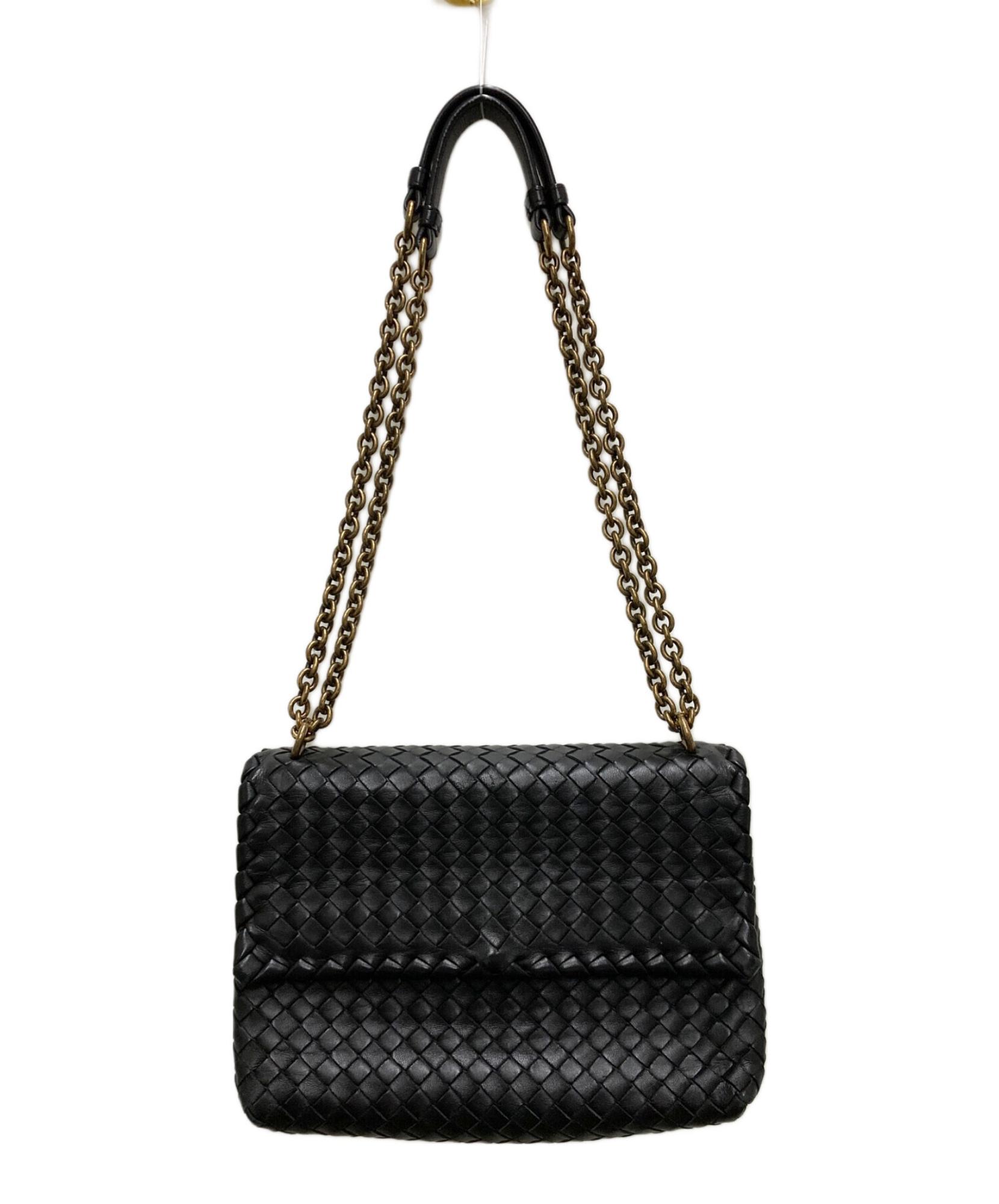 BOTTEGA VENETA 黒 編み込みショルダーバッグ | ヤマダウェブコム