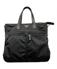 【PRADA / プラダ】 Re-Nylon xサフィアーノレザー トートバッグ | 上質な黒が日常を美しく引き締めるモダンな機能美