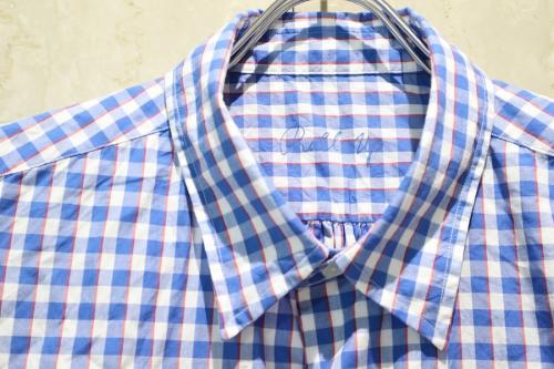 ポータークラシックのロールアップトリカラーギンガムチェックシャツ