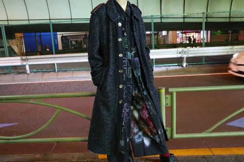 ツイードステンカラーロングコートのコート