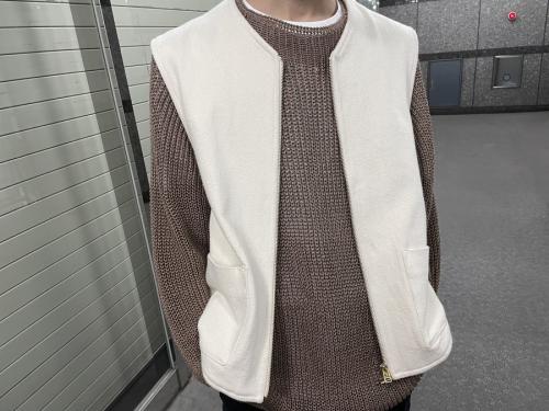 ROVING DENIM ZIP UP VESTのCOTTON STRAW YARN KNIT