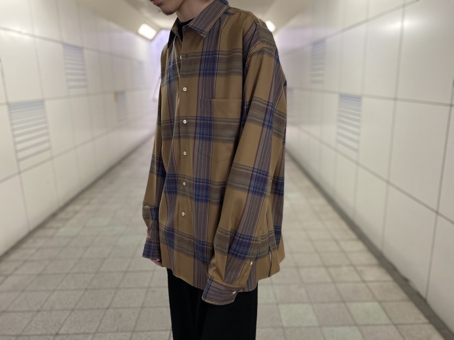 保管に伴うシワはご了承下さいSUPER LIGHT WOOL CHECK SHIRTS  18aw