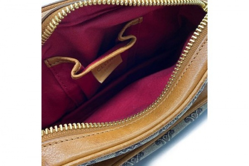 キャンバスレザーマカダムショルダーバッグのレディース