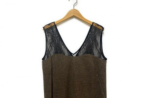 レース＆へリンボーンワンピースのレディース