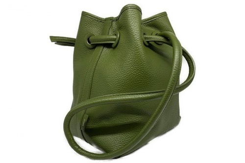 巾着型レザーバッグのレディース