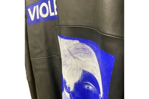 リップドレザースウェットのメンズ