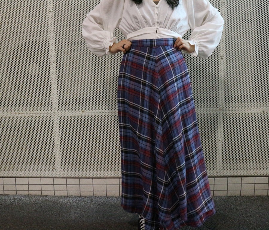 23区×LIBECO HERRINGBONE PLAID/フレアスカート入荷致しました！ 古着 