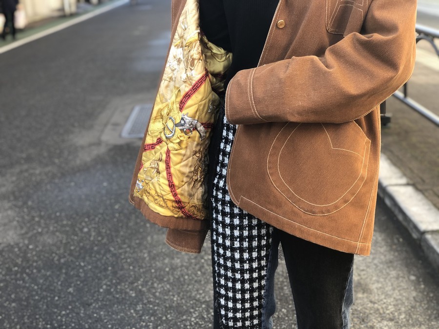 HERMES/エルメス】よりダック地シルクキルティングライナー HERMES/エルメス】よりダック地シルクキルティングライナー