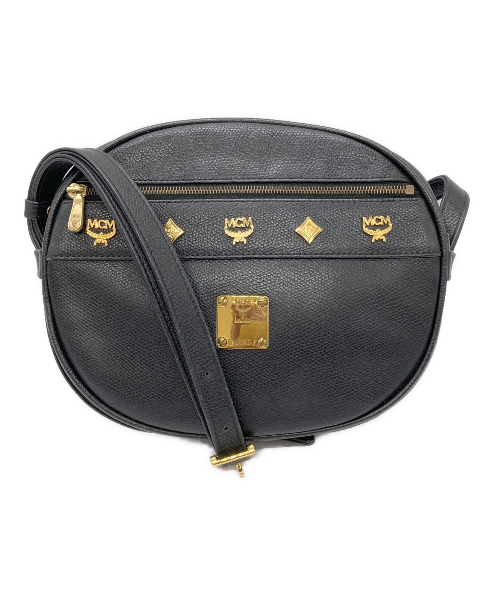MCM ブラックレザー ショルダーバッグ MCM ⁄ エムシーエムショルダー 