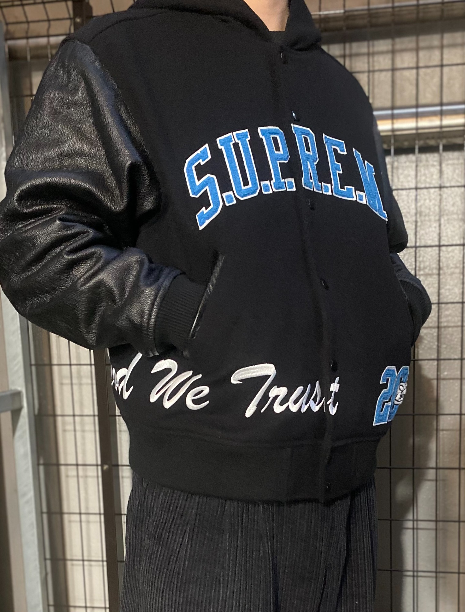 supreme  King Hooded Varsity Jacket