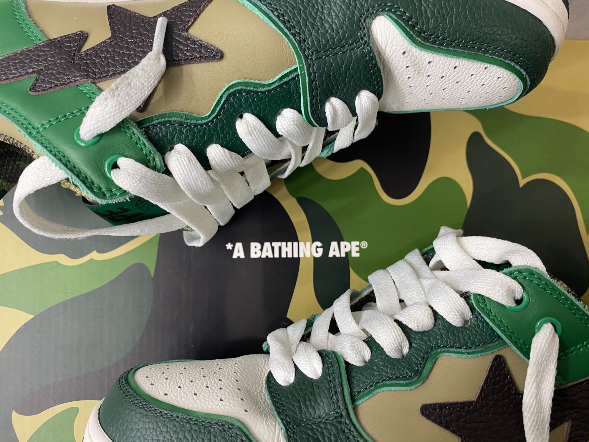 アベイシングエイプ ベイプスタ BAPE STA SK8 白x緑 24センチ