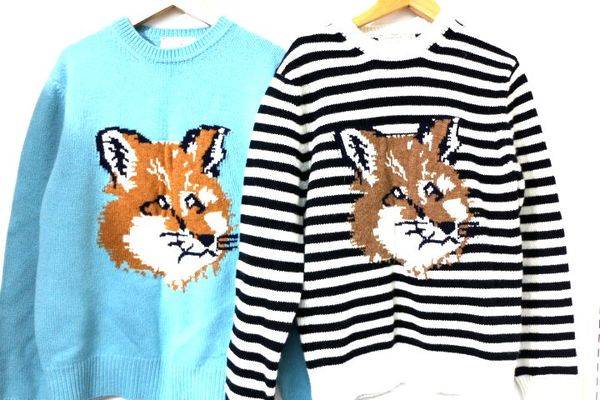 MAISON KITSUNE(メゾンキツネ) / 刺繍ニットワンピース/L/ウール