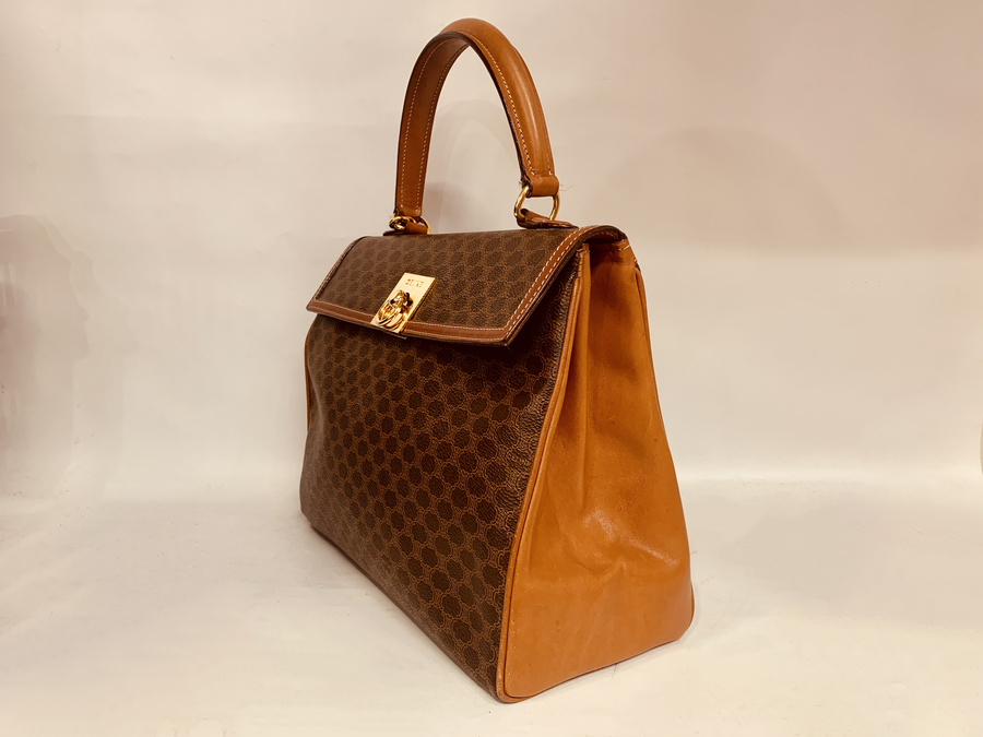 マカダム柄 ミニ ブラウン/ゴールド金具 M14 PVC/レザー CELINE