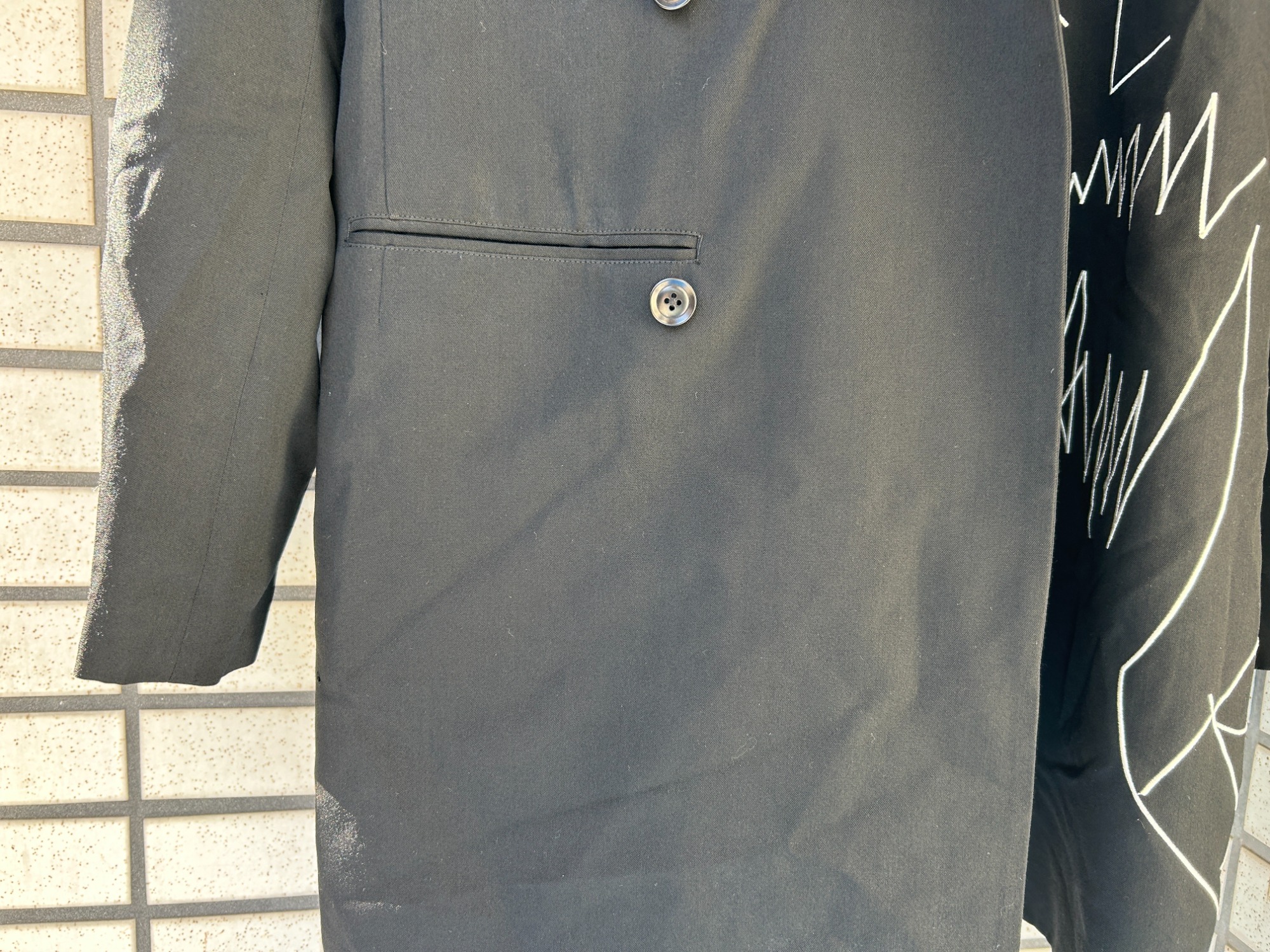 Yohji Yamamoto pour homme】刺繍ウールコート（リエ フーデッド