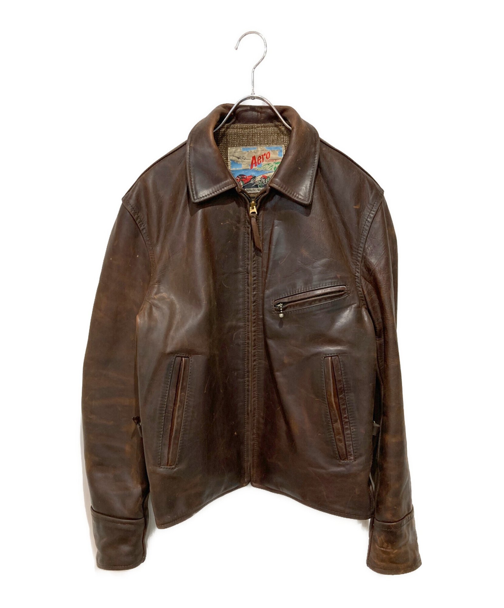 エアロレザー　ブラウン シングルライダースジャケット 至高の男の一着】Aero LEATHER（エアロレザー）シングルライダース