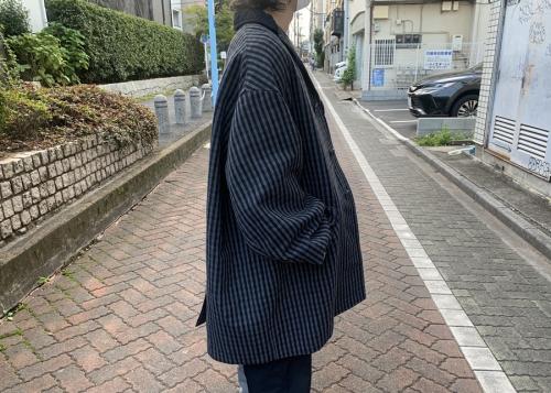 カラーのKnit-docking coat