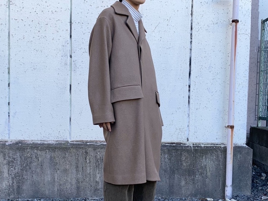 WOOL SILK MELTON SOUTIEN COLLAR COAT