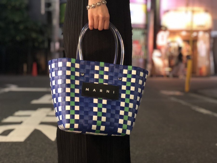 マルニ MARNI フラワーカフェ カゴバッグ フラワー柄 ピクニックバッグ-