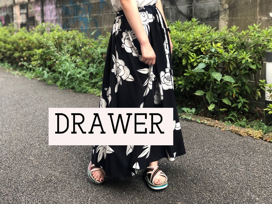 大手通販サイト】 Drawer シルクフラワープリントスカート