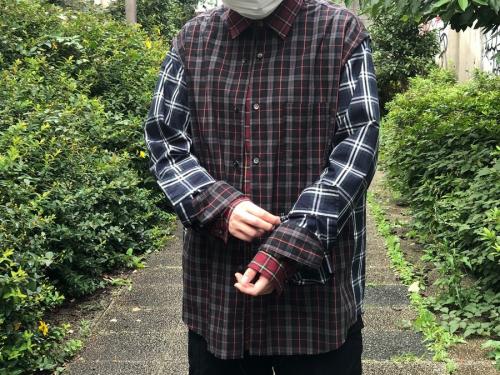 キディルの3レイヤードシャツ　オーバーサイズシャツ　再構築シャツ