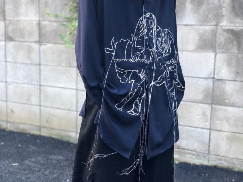 ヨウジヤマモトプールオムの手目刺繍ジャケット　変形スタンド袴ブラウス　HN-J39-502　HN-B31-517　20SS