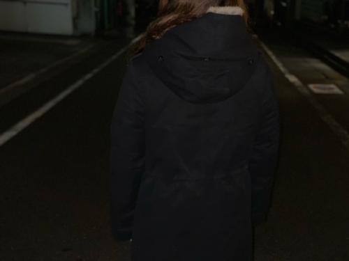 ウールリッチのラビットファー付モッズコート