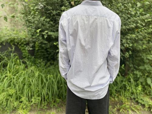 コムデギャルソンシャツ×フーツラのコットンポプリンストライプフューチュラプリントシャツ