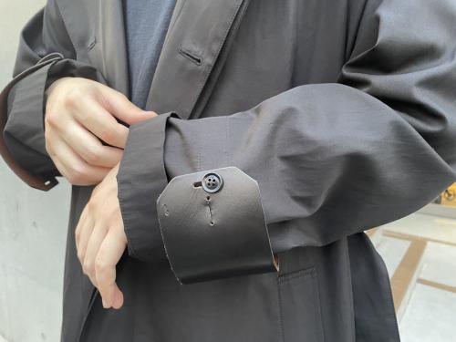 コットンギャバジンラグランスリーブオーバーコートのメンズ　下北沢　古着　ブランド古着