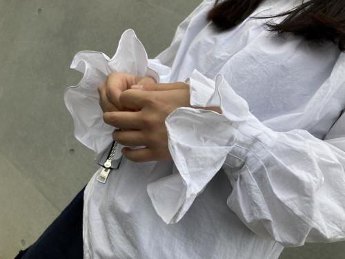 プリーツドカラーブラウスのレディース　下北沢　古着　ブランド古着