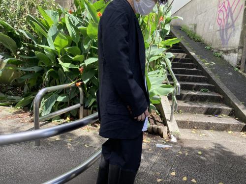 コムデギャルソン オム プリュスのポリ縮絨ショールカラージャケット