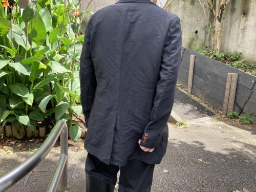 ポリ縮絨ショールカラージャケットのメンズ　下北沢　古着　ブランド古着